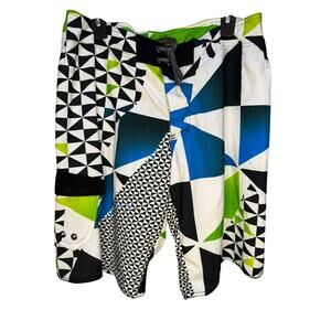Men's Tony Hawk Geometric Swim Trunks Board Shorts size 34